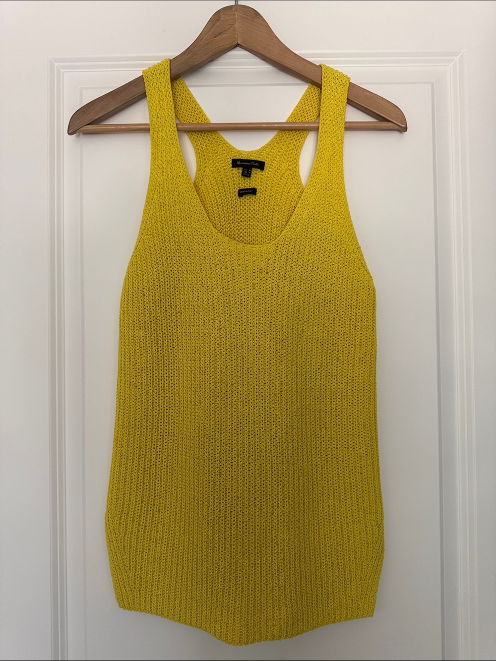 Massimo Dutti Made in Italy Yellow Open Knit Racerback Sweater Tank Medium